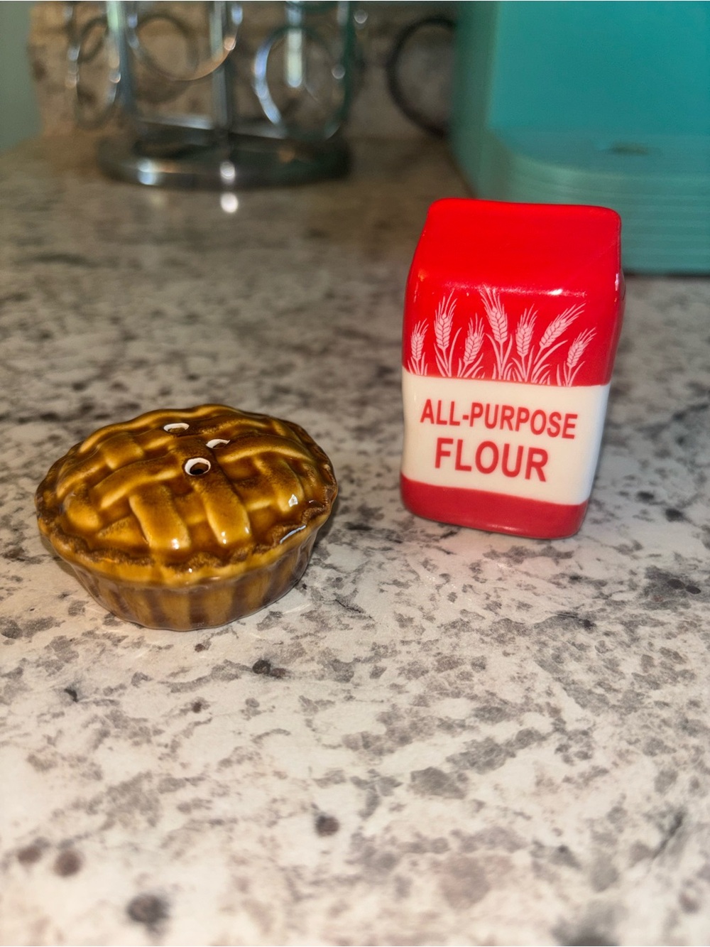 Vintage novelty set All-Purpose Flour and pie Salt & Pepper Shaker Set -